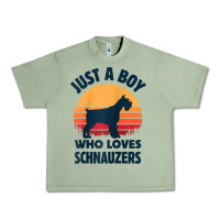 Oil Green schnauzer just a boy who loves dogs men retro vintage sunset raglan ba Urban Heavy Tee - linhVisuals
