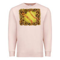 Pale Pink watercolor glitter leopard softball background Premium Sweatshirt - RanaPortraitStore