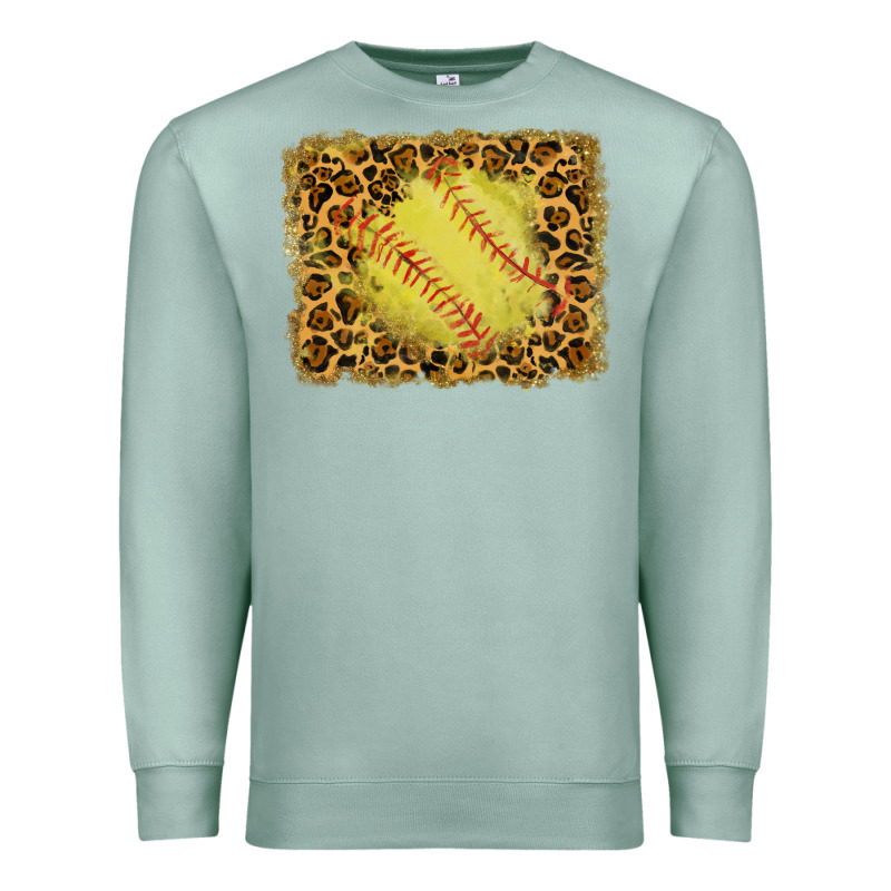 Watercolor Glitter Leopard Softball Background Premium Sweatshirt by RanaPortraitStore | Teevron