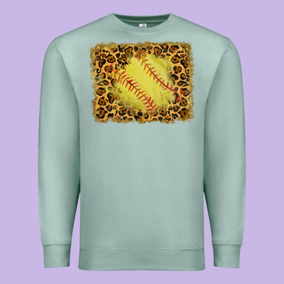 Watercolor Glitter Leopard Softball Background Premium Sweatshirt Designed By Ranaportraitstore