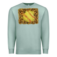 Seafoam watercolor glitter leopard softball background Premium Sweatshirt - RanaPortraitStore