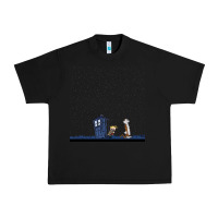 Black newcalvin and hobbes night star tardis Urban Heavy Tee - linhVisuals