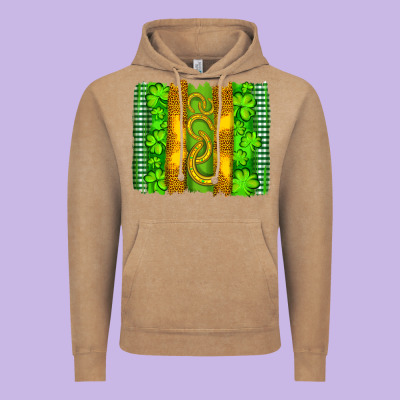 Saint Patricks Horseshoe Shamrock Leopard Glitter Brushstroke Vintage Hoodie Designed By Artiststas