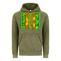 Vintage Olive saint patricks horseshoe shamrock leopard glitter brushstroke Vintage Hoodie - Artiststas