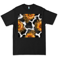 Black cowhide leopard sunflower seamless pattern Premium Tee - BundleAndBundleShop