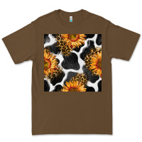 Cacao cowhide leopard sunflower seamless pattern Premium Tee - BundleAndBundleShop