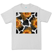 Dove Grey cowhide leopard sunflower seamless pattern Premium Tee - BundleAndBundleShop
