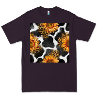 Plum cowhide leopard sunflower seamless pattern Premium Tee - BundleAndBundleShop