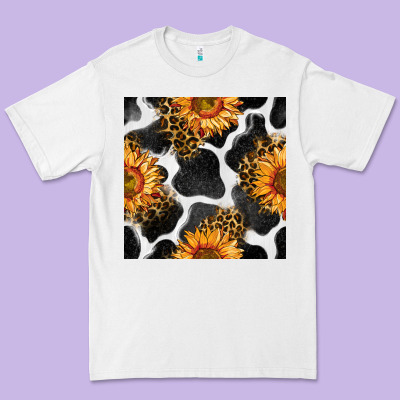 Cowhide Leopard Sunflower Seamless Pattern Premium Tee Designed By Bundleandbundleshop