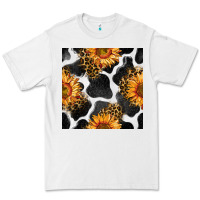 White cowhide leopard sunflower seamless pattern Premium Tee - BundleAndBundleShop