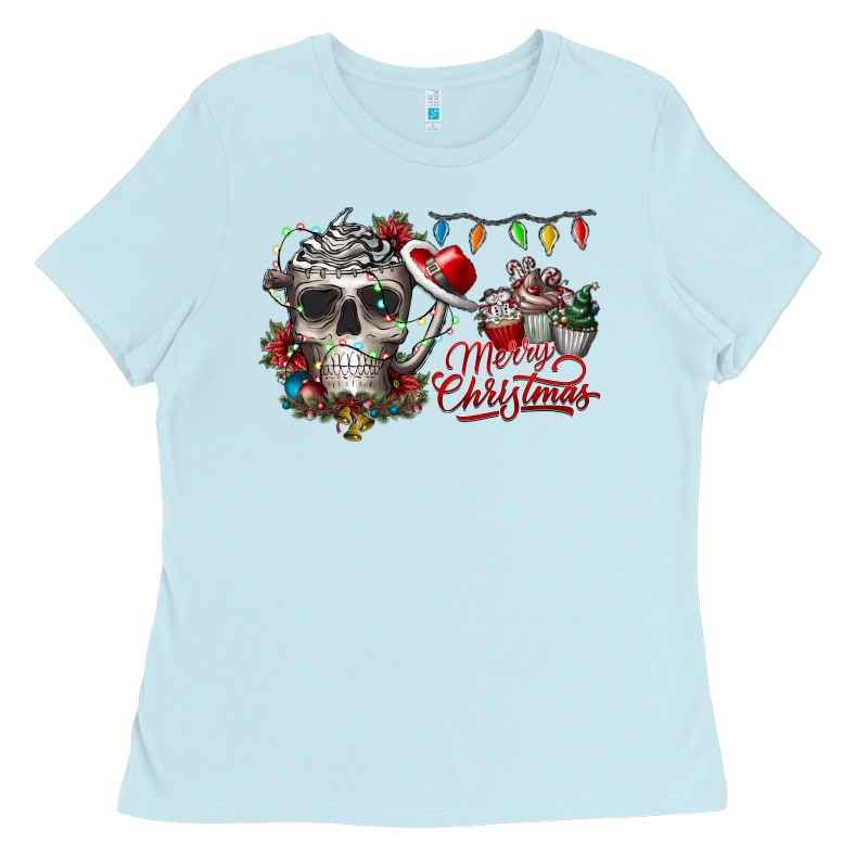 Merry Christmas  Skull Ladies Tee by CowhideDigitalArt | Teevron