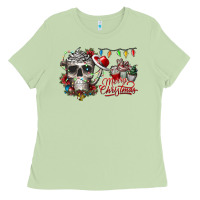 Matcha Merry Christmas  skull Ladies Tee - CowhideDigitalArt