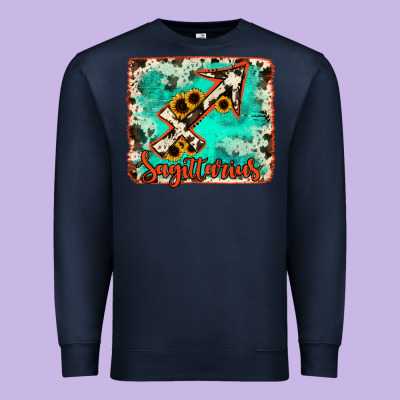 Sagittarius Turquoise Cowhide Premium Sweatshirt Designed By Ranaportraitstore