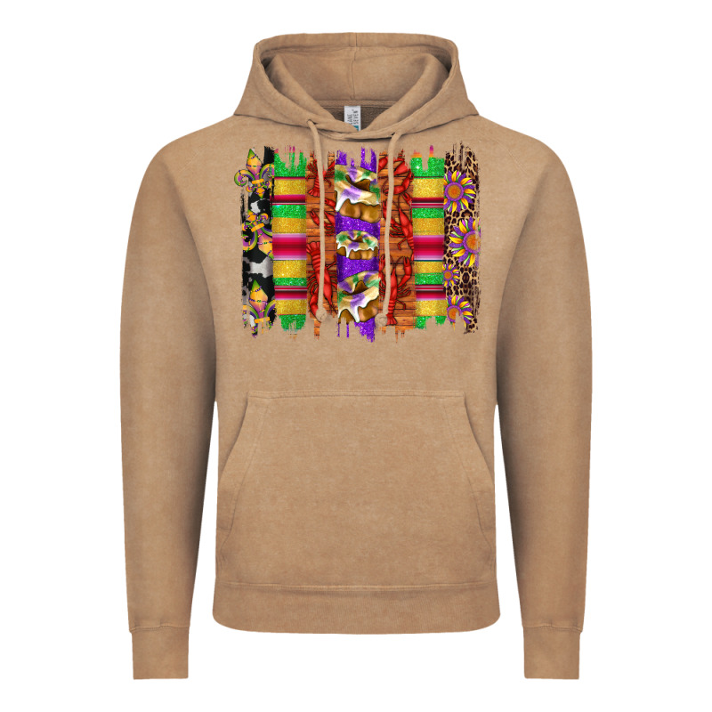 Mardi Gras Cake Fleur De Lis Crawfish Brushstrokes Vintage Hoodie by Artiststas | Teevron