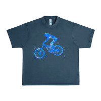 Midnight Navy downhill mountain bike t  shirt downhill mountain bike jump blue water Urban Heavy Tee - linhVisuals