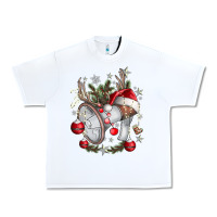 White Merry Christmas Urban Heavy Tee - CowhideDigitalArt