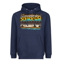 Navy sunflower aztec serape cowhide background Heavyweight Hoodie - RanaPortraitStore