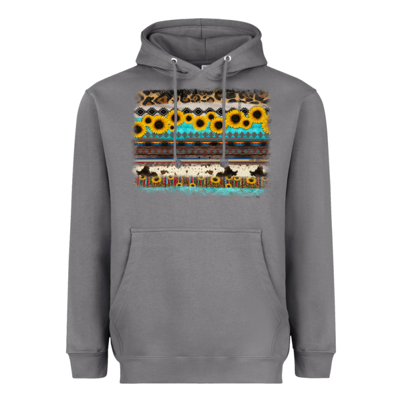 Sunflower Aztec Serape Cowhide Background Heavyweight Hoodie by RanaPortraitStore | Teevron