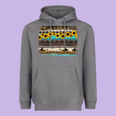 Sunflower Aztec Serape Cowhide Background Heavyweight Hoodie Designed By Ranaportraitstore