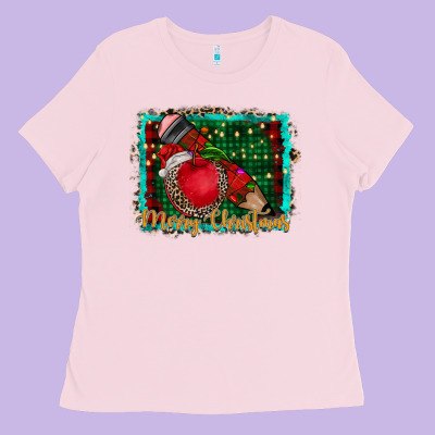 Merry Christmas Teacher Ladies Tee Designed By Cowhidedigitalart