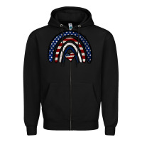Black USA American Flag Rainbow Zipper Hoodie - Jasminsmagicworld