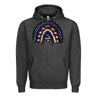 Charcoal Heather USA American Flag Rainbow Zipper Hoodie - Jasminsmagicworld