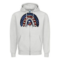 Dove Grey USA American Flag Rainbow Zipper Hoodie - Jasminsmagicworld