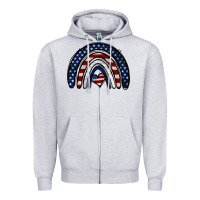 Heather Grey USA American Flag Rainbow Zipper Hoodie - Jasminsmagicworld