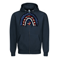 Navy USA American Flag Rainbow Zipper Hoodie - Jasminsmagicworld