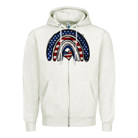 Oatmeal Heather USA American Flag Rainbow Zipper Hoodie - Jasminsmagicworld