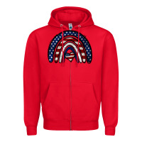 Red USA American Flag Rainbow Zipper Hoodie - Jasminsmagicworld