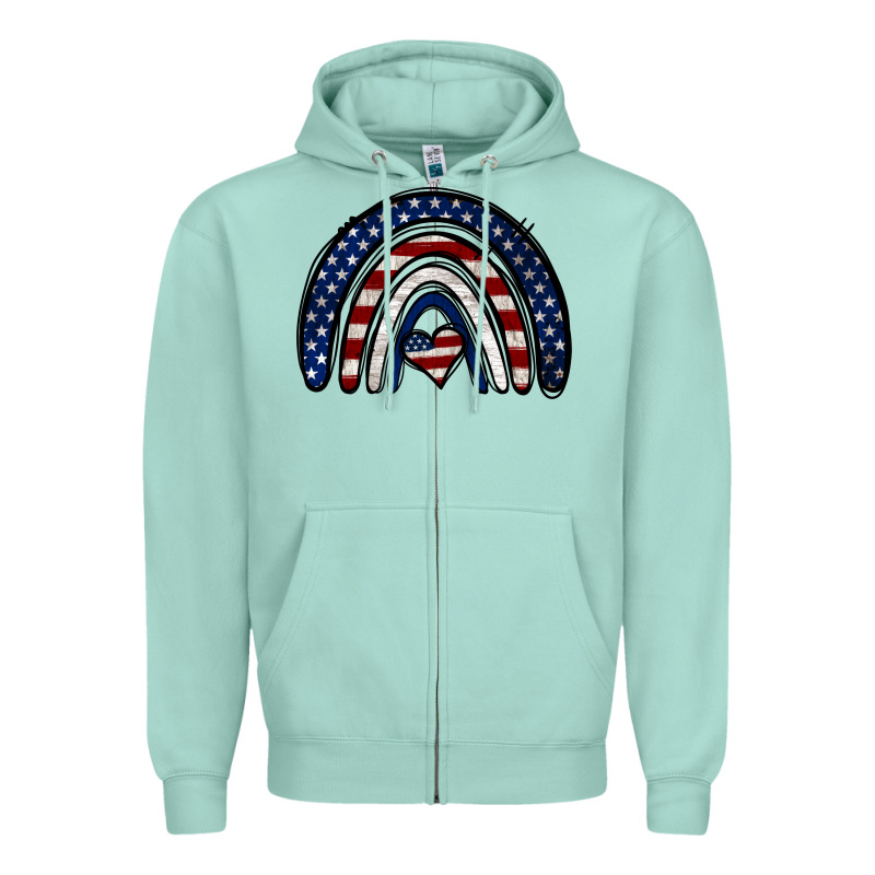 Usa American Flag Rainbow Zipper Hoodie by Jasminsmagicworld | Teevron