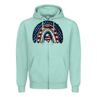 Seafoam USA American Flag Rainbow Zipper Hoodie - Jasminsmagicworld