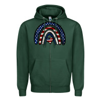 Sports Green USA American Flag Rainbow Zipper Hoodie - Jasminsmagicworld
