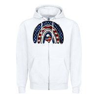 White USA American Flag Rainbow Zipper Hoodie - Jasminsmagicworld