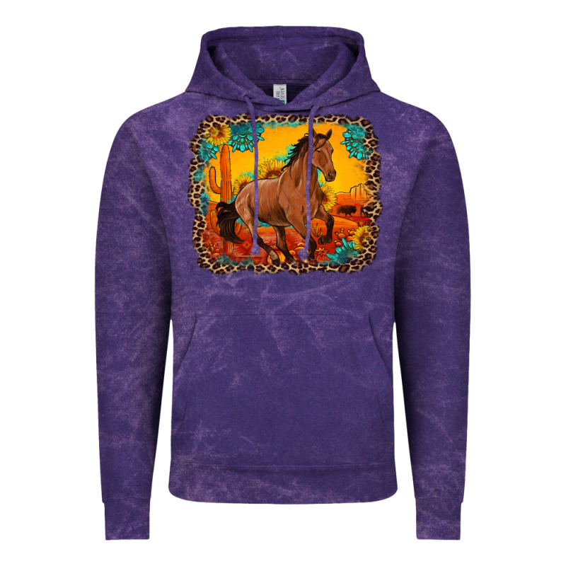 Horse With Sunflowers Turquoise Gemstone Western Sunset Leopard Backgr Vintage Hoodie by Artiststas | Teevron