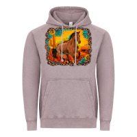 Vintage Zinc horse with sunflowers turquoise gemstone western sunset leopard backgr Vintage Hoodie - Artiststas