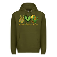 Army Green peace love cactus Premium Hoodie - Jasminsmagicworld