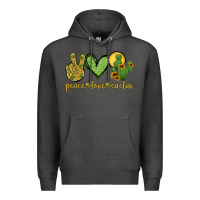 Charcoal Heather peace love cactus Premium Hoodie - Jasminsmagicworld