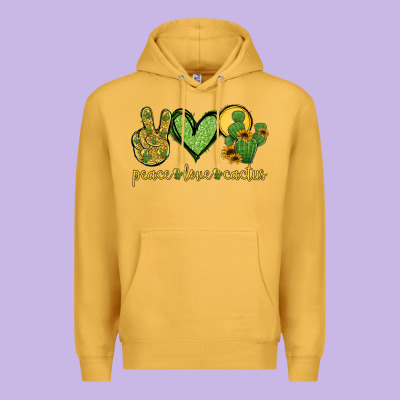 Peace Love Cactus Premium Hoodie Designed By Jasminsmagicworld