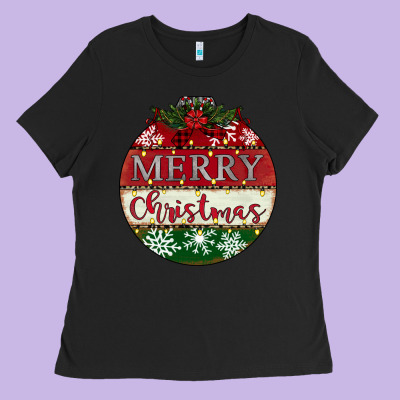 Merry Christmas Ladies Tee Designed By Cowhidedigitalart