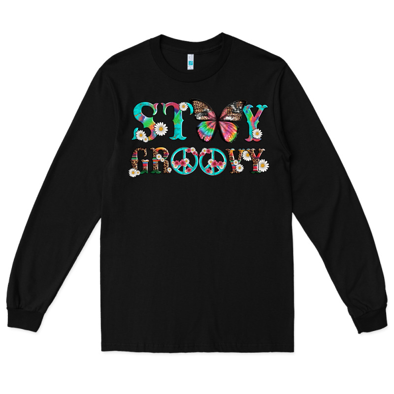 Stay Groovy With Butterfly Peace Sign And Flowers Long Sleeve Tee by Artiststas | Teevron