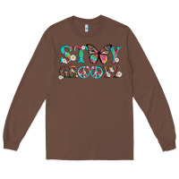 Chestnut stay groovy with butterfly peace sign and flowers Long Sleeve Tee - Artiststas