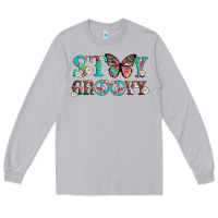 Moon Dust stay groovy with butterfly peace sign and flowers Long Sleeve Tee - Artiststas