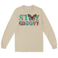Mushroom stay groovy with butterfly peace sign and flowers Long Sleeve Tee - Artiststas