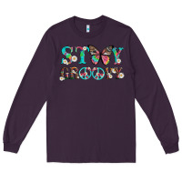 Plum stay groovy with butterfly peace sign and flowers Long Sleeve Tee - Artiststas