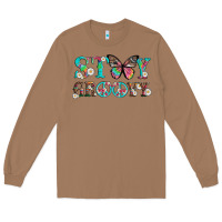 Toasted Coconut stay groovy with butterfly peace sign and flowers Long Sleeve Tee - Artiststas