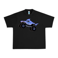 Black Monster Truck Megalodon Urban Heavy Tee - linhVisuals
