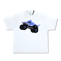 White Monster Truck Megalodon Urban Heavy Tee - linhVisuals