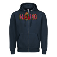 Navy Lady Of Guadalupe Momo Zipper Hoodie - Jasminsmagicworld